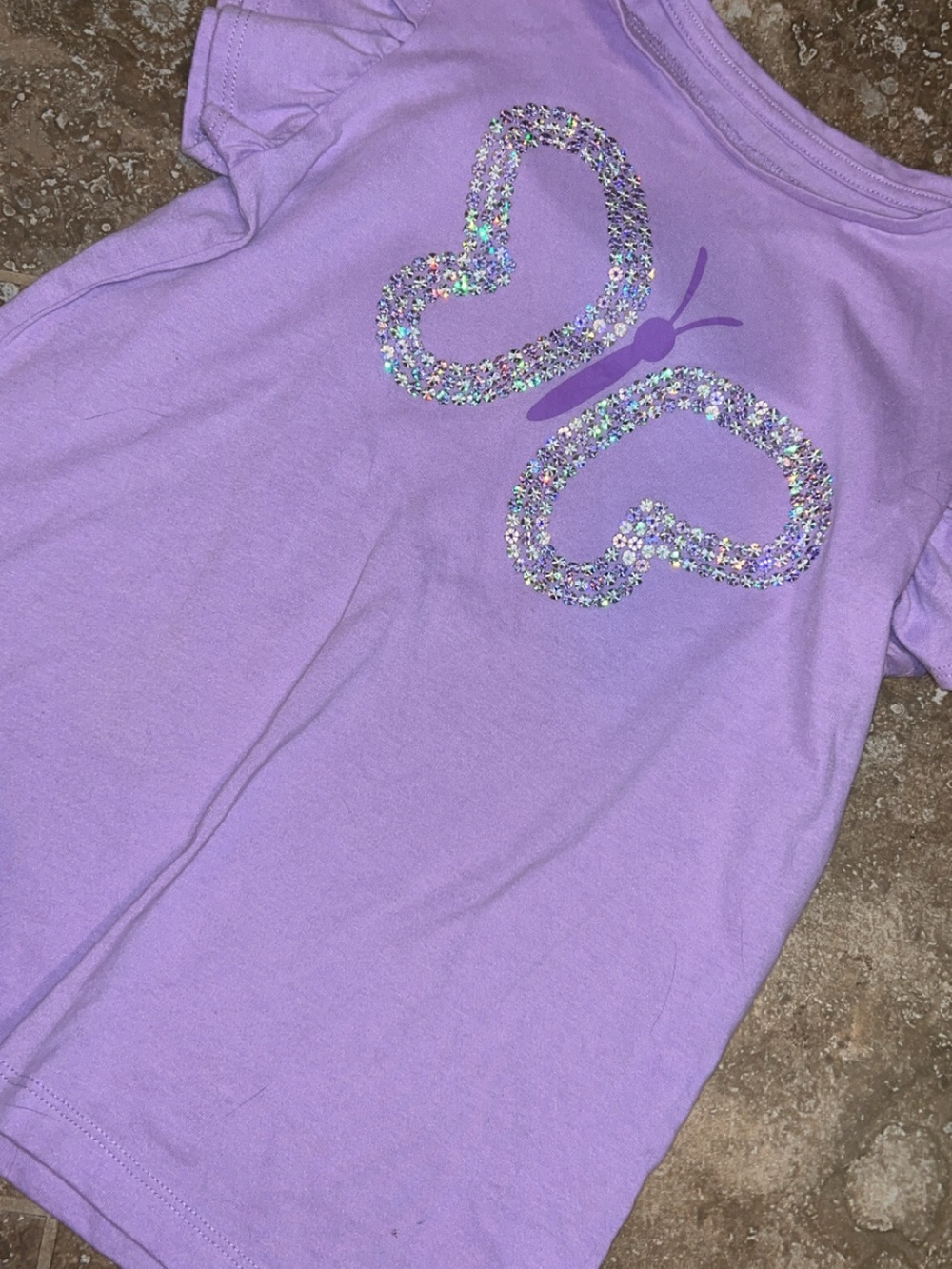 Girls' Lavender Butterfly Short Sleeve Tee